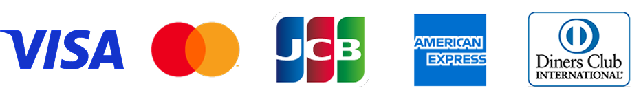 クレジットカードブランドのロゴ。VISA・MasterCard・JCB・AMEX・Diners